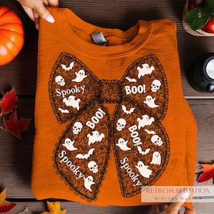 Halloween Lace Bow Png, Ghost Skull Bat Sublimation, Preppy Spooky Season Png, Black Lace Hair Bow Png, Spooky BOO Pumpkin, Digital Download
