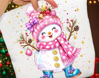Pink Christmas PNG:  Christmas Snowman Png, Girl Christmas Png, Trendy Winter Png, Preppy Snowman (Digital Download)
