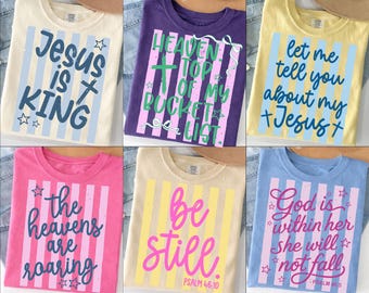 Retro Striped Christian PNG Bundle: Faith Png, Religious Png, Jesus is King, Bible Verse (Digital Download)