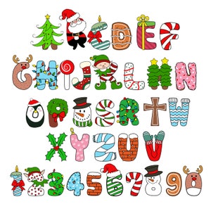 Alfabeto de Natal PNG, Fonte de Doodle de Natal, Letras de Doodle de Natal, Letras de Doodle Png, Letras Desenhadas à Mão,Feliz Natal,Alfabeto Png