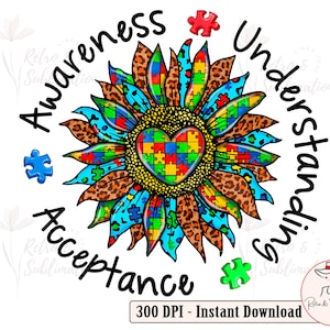 Awareness Understanding Acceptance Png, Autism Sunflower Png, Autism Awareness Png, Autism Support PNG,Autism Teacher Png,Autism Puzzle png