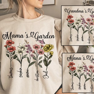 Mama&#39;s Garden Png, Personalized Grandma Png, Birth Month Flowers Clipart, DIY Birth Month Flower Png, Mother&#39;s Day Png, Nana&#39;s Garden