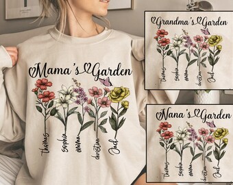 Mama's Garden Png, Personalized Grandma Png, Birth Month Flowers Clipart, DIY Birth Month Flower Png, Mother's Day Png, Nana's Garden