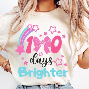 100 Days Brighter Svg, 100 Days of School Svg, Happy 100th Days Of School Svg, Rainbow and Stars Svg, Kids 100 Days Shirt, School Life Svg