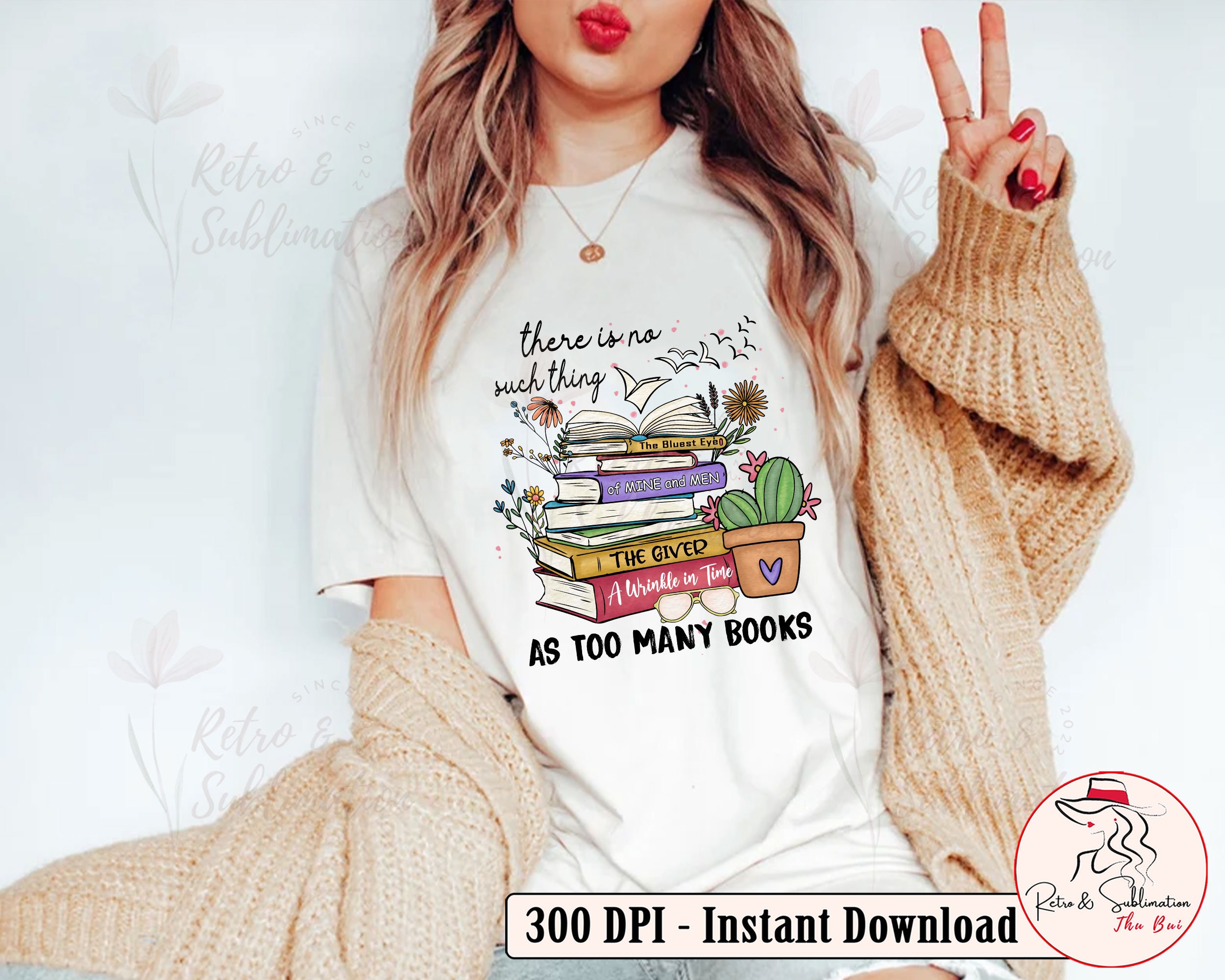 As Too Many Books Png Floral Png Books Design Reading Png - Etsy