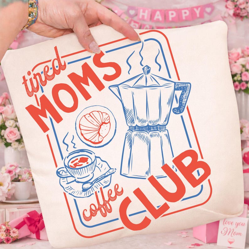 Tired Moms Club PNG: Coquette Mother's Day Png, Striped Motherhood, Funny Mom Life Png, Trendy Mom (Digital Download) image 5