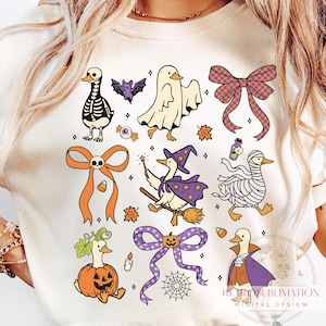 Goose Halloween Png, Cute Halloween Goose Sublimation, Funny Halloween Animal Png, Girly Fall Goose Shirt Design, Coquette Bow Goose Png