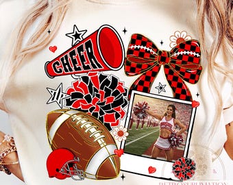 Custom Game Day Cheerleader Photo PNG: Football Mom, School Spirit (Digital Download