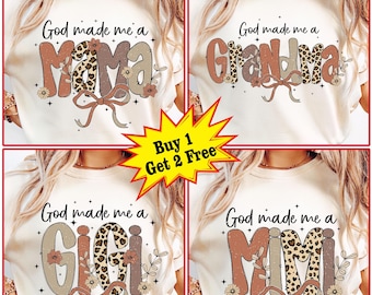 God made me a Mama Png Bundle, Leopard Mama Flower Png, Retro Mama Png, Mother's Day Png, Grandma, Gigi, Mimi Png, Gift For Mom, Mom Shirt