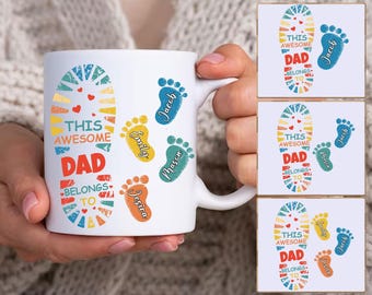 Personalized Dad and His Son Foot Png, Best Dad Ever, Happy Father's Day Png, Dad Kid Footprints Png, Custom Kids Name, Personalized Gifts