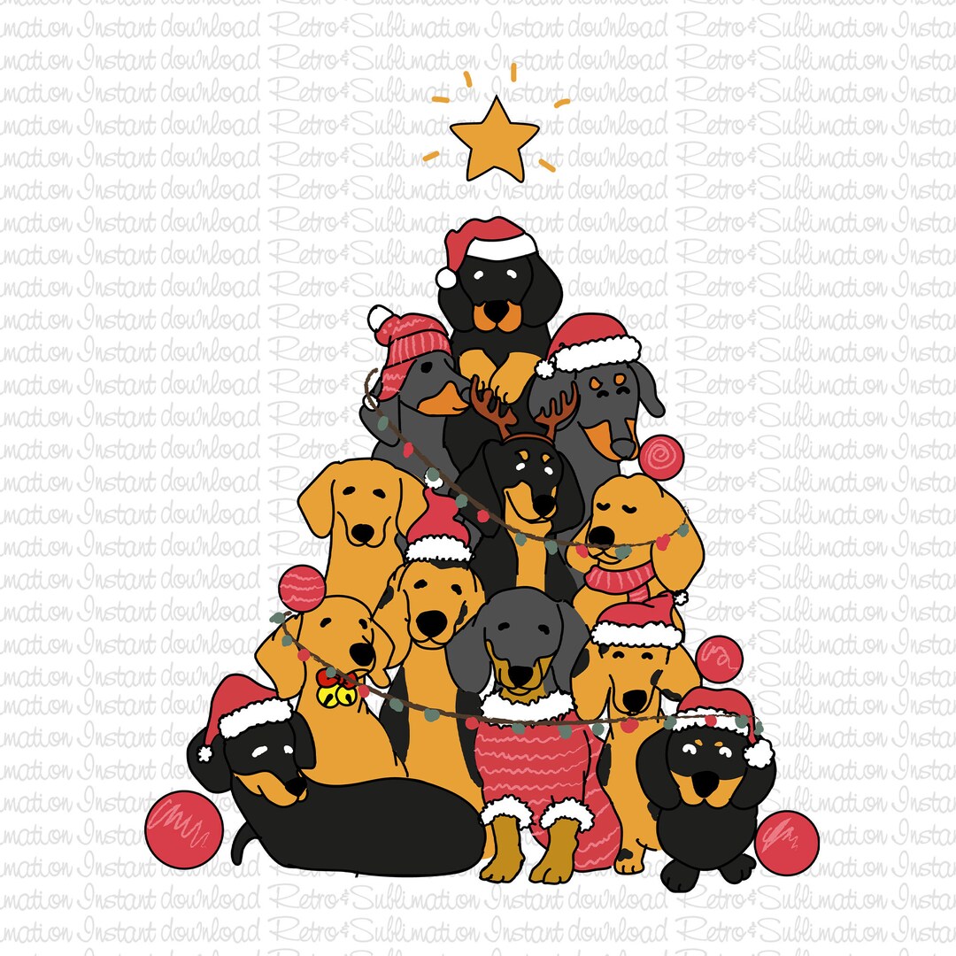 Dachshund Christmas Tree Png, Merry Christmas Png, Funny Christmas Png ...