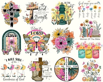 Christian Png Bundle for Female, Christian Gifts, Jesus Png for Sublimation, Christian Flowers, Bible Verse Art Print for Sublimation
