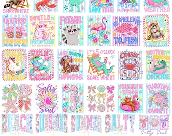 Preppy Summer PNG Bundle: 30 Files Summer, Striped Beach Png, Preppy Coastal Bow Png, Vacation Margarita Png,Summer Vibes (Digital Download)