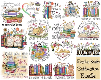 Floral Books Png Bundle, Librarian Png, Floral Png, Books Design, Heart Png, Reading Png, Books Png, Teacher Png, Banned Books Week
