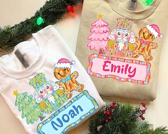 Custom Kids Christmas PNG: Preppy Christmas Png, Nutcracker, Gingerbread Man Christmas Design (Digital Download)
