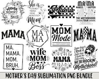 Retro Mama Png Bundle, Cute Mom Png, Mothers Day Png, Mom Life Png, Blessed Mama Png, Mom Quotes Png, Mothers Day Shirt, Best Mom Ever Png