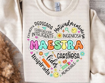 Maestra Png, Spanish Teacher Png, Maestra Sublimation Design Download, Teacher Png, Teacher Life Png, Maestra Sublimation File