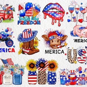 4 juli png-paket, självständighetsdagen png, USA-flaggan png, amerikansk patriotisk png, 4 juli-barn, solrosamerikan png bild 1