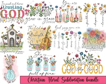 Christian Floral Png Bundle, Christian Png, Floral Christian Png, God Is Good Png, God Say You Are Png, Christian Design, Retro Christian