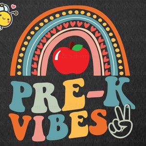 Pre-K Vibes Rainbow Svg, First Day Of School Svg, Back To School Svg, Pre-K Svg, Boho Rainbow Svg File for Cricut, Gift for Kids