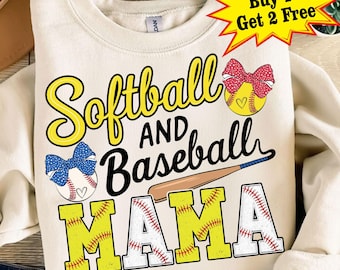 Softball and Baseball Mama Png, Sports Mom Png, Game Day Png, Baseball Bow Png, Softball Bow Png, Coquette Baseball Shirt Design,Sport Shirt