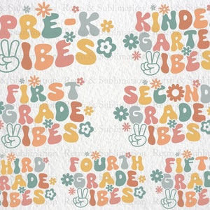 Retro Grade Vibes Png Bundle, Back to School Png, Groovy Teacher Png, Coquette First Day Of School Png, 70s Vibes School, Floral Grade Png