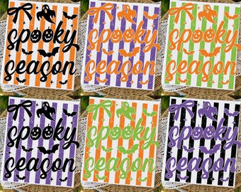 Stripes Halloween Spooky Season Png Bundle, Bat Ghost Png, Retro Halloween Png, Trendy Spooky (Digital Download)