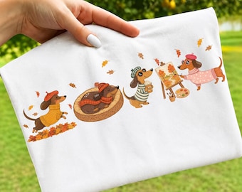 Autumn Dachshund PNG: Cozy Fall Dog Sublimation, Cute Wiener Dog Png, Fall Vibes Png, Dog Lover (Digital Download)