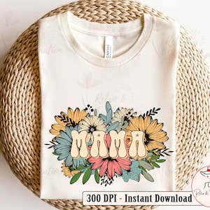 Retro Floral Mama Png, Mothers Day Png, Groovy Mama Png, Mama Floral Png, Mama Sublimation, Mama Retro Png, Gift For Mom Png