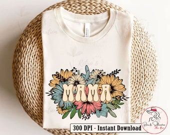 Retro Floral Mama Png, Mothers Day Png, Groovy Mama Png, Mama Floral Png, Mama Sublimation, Mama Retro Png, Gift For Mom Png