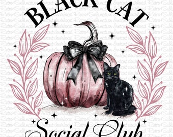 Diseño de gato negro de Halloween (Png), gato negro (Png), fantasma (Png), calabaza de Halloween (Png), diseño de sublimación de otoño para camisetas, descarga digital