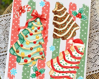 Striped Christmas Tree Cake PNG: Merry Christmas Png, Tis the Season Png, Xmas Holiday (Digital Download)