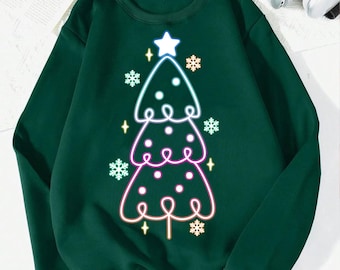 Neon Christmas Tree Png, Christmas Png, Neon Light Png, Xmas Holiday Png, Christmas Season Png, Merry and Bright Png, Christmas Shirt Design