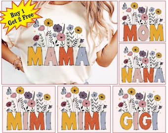Wildblumen Mama Sublimations-Bündel, Retro Mama Mama Nana Mimi Gigi Png, Muttertag Png, Mama Varsity Png, Blumen Mama Png, Geschenke für Mutter