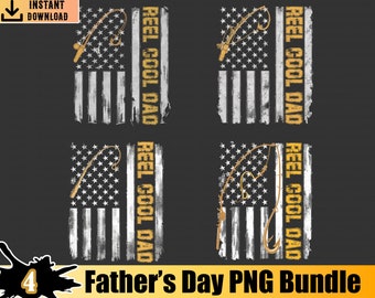 Reel Cool Dad Png Bundle, Vatertag Png Bundle, Fishing Dad Png, American Dad Png, American Flag Bass, Geschenke für Papa, Png für Sublimation