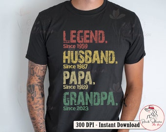 Fathers Day Gift Personalization Png, Legend Husband Papa Grandpa Png for Dad Custom Dates, Fathers Day Png, Funny Dad Birthday Gift for Men