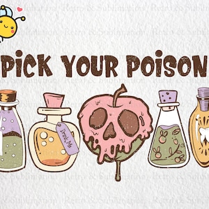 Pick Your Poison Png, Halloween Apple Png, Happy Halloween Png, Retro Halloween Design, Spooky Season Png, Funny Halloween Png
