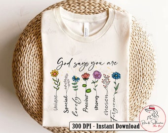 God Says You Are Png, God Saying Png, Jesus Png, Floral Christian Png, Christian Quotes, Mental Health Png, Motivational Png, Distressed Png