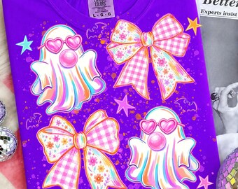 Coquette Ghost PNG: Preppy Halloween Png, Neon Spooky Bow Png, Trendy Halloween (Digital Download)