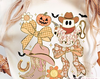 Cowboy Ghost Halloween PNG: Retro Western Fall Design (Digital Download
