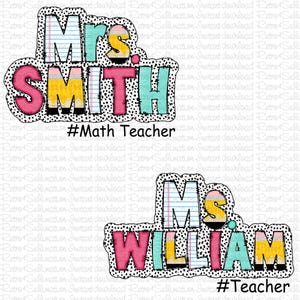 Custom Teacher Name Png, Back To School Png, First Day Of School Png, Retro Leopard Pencil Letters Png, Personalized Teacher Gift, Digital