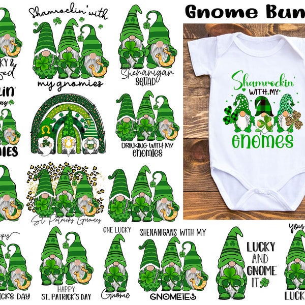 St Patrick's Gnome Png Bundle, St Patricks Day, Shamrocks Png, St Patrick Day, Holiday Png, Sublimation Png, Png For Sublimation, Irish Png