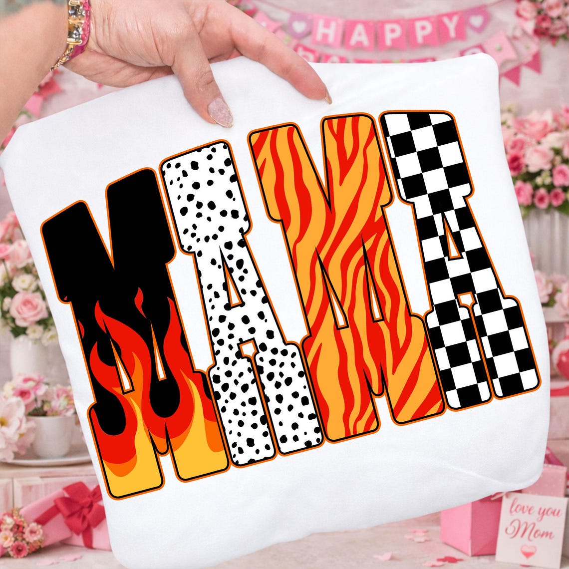 Fire Mami Retro Mama Flame PNG Bundle: Mother's Day Matching Fire Design, Mama ...