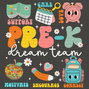 Pre-k Dream Team Svg, Team Pre-k Svg, Powrót do szkoły Svg, Załoga Pre-k, Pierwszy dzień szkoły Svg, Witaj w szkole Svg Pobieranie cyfrowe