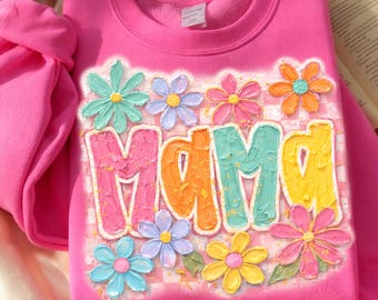 Floral Mama PNG: Mother's Day Png, Colorful Painted Spring Flowers (Digital Download)