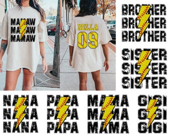 Softball Family Png Bundle, Softball Png, Mothers Day Png, Sport Png, Softball Alphabet Number Png, Lightning Bolt, Softball Png For Family