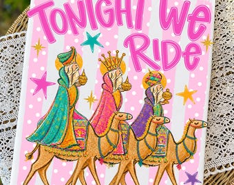 Striped Religious Christmas PNG: Tonight We Ride Png, Three Wise Men Sublimation, Xmas Nativity Scene (Digital Download)