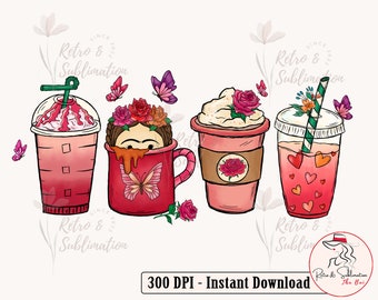 Frida Khalo Png, Frida Khalo Kaffeetasse, Frida Cafecitos PNG, Kaffee Png, Sublimation Png, Inspirational Png, Motivation Png