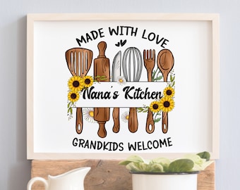 Nana's Kitchen Png for Mothers Day Png Personalization Nana's Kitchen Made With Love Grandkids Welcome Flower Png Mama Png