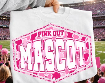 Custom Pink Out Mascot PNG: Pink Leopard Breast Cancer Awareness Sublimation, Custom School Mascot Png, Personalized Game Day PNG.